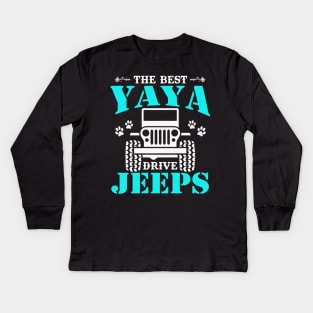 The Best Yaya Drive Jeeps  Cute Dog Paws Jeep Lover Jeep Men/Women/Kid Jeeps Kids Long Sleeve T-Shirt